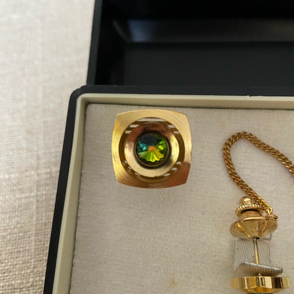 Brand new a set of Crystal Cuff Links & Tie Pin & Tie Clip with box (VTG) - Picture 4 of 9